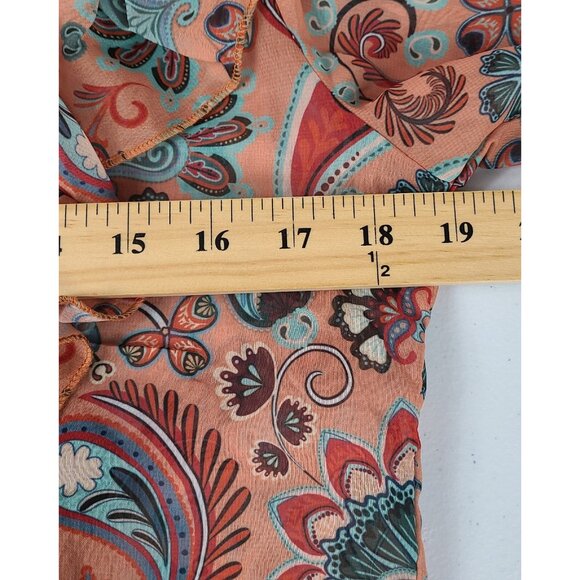 Polo Bonetta Long Sleeve Blouse Ruffle Fall Colors Glitter Buttons Women S/M New - Picture 9 of 12